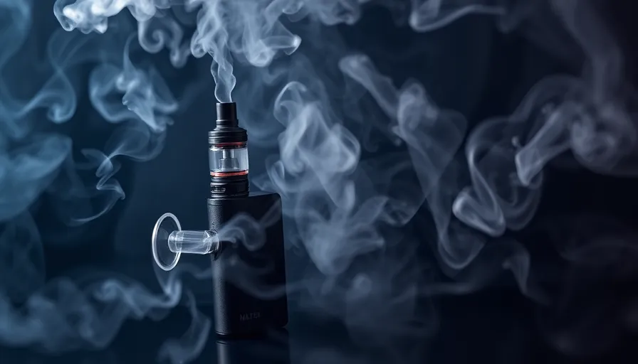 vape device in a cloud of smoke